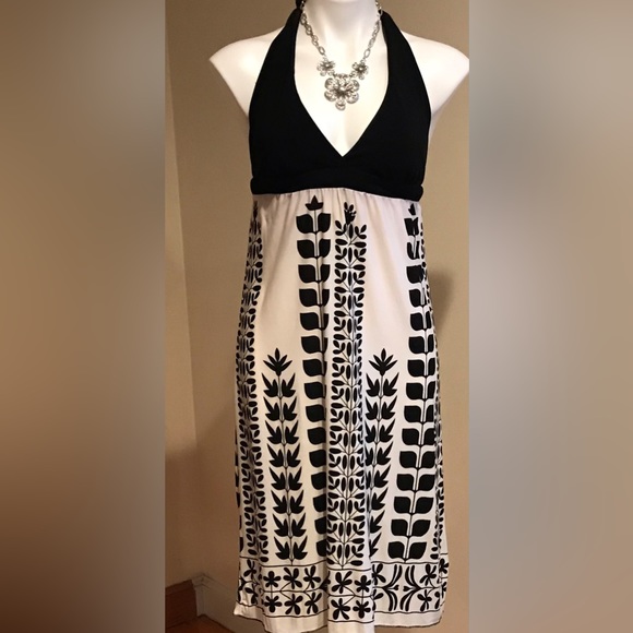A- List By Wrapper Black and White Retro Style Halter Dress Size M - Picture 1 of 8